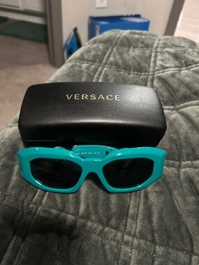 Versace Turquoise Cat Eye Sunglasses with Black Lenses